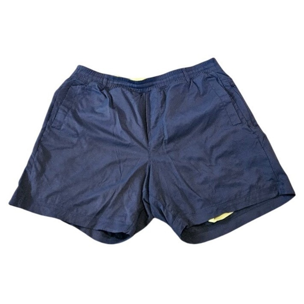 Birddogs Mens Gym Shorts XXL Navy Blue Neon Yellow Liner Zipper Pocket Athletic